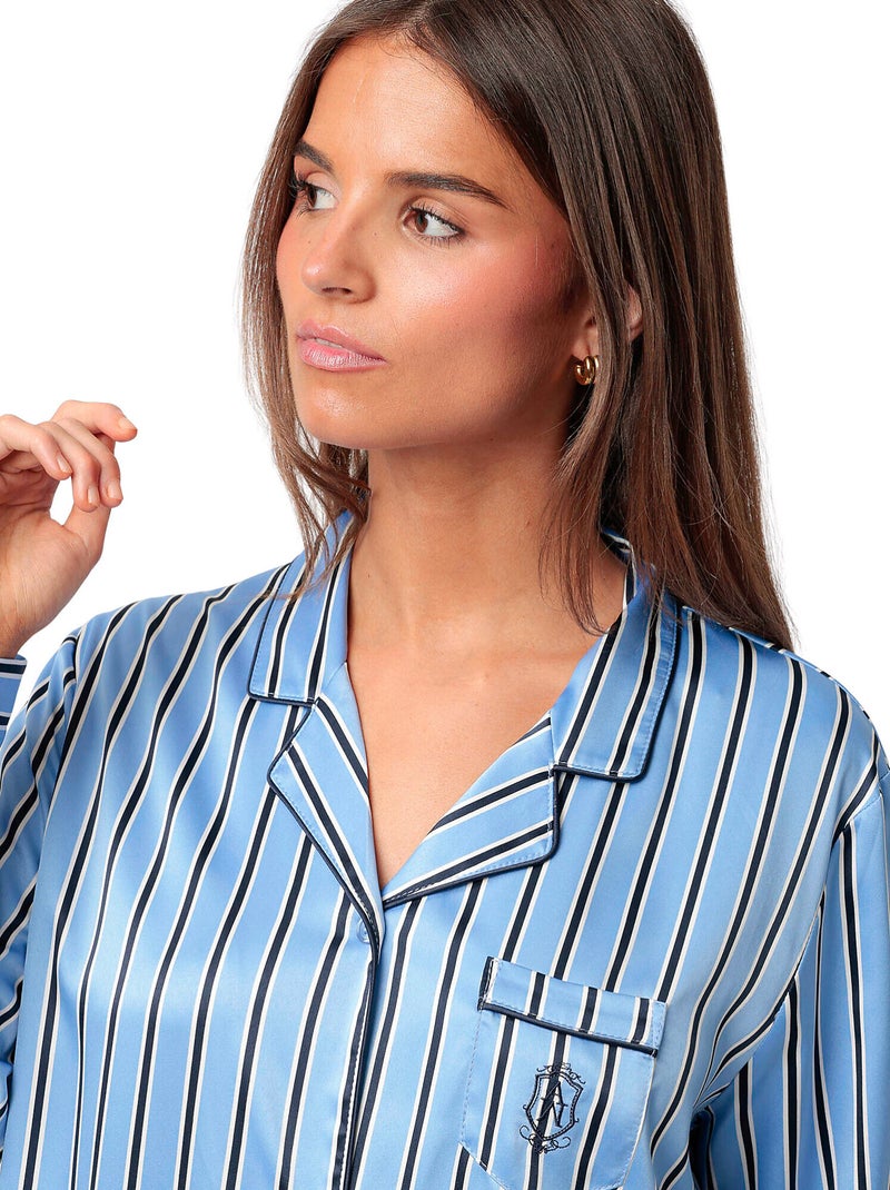 ADMAS CLASSIC Camisola Manga Larga Abierta Satinada Adm Secret para Mujer Azul - Kiabi