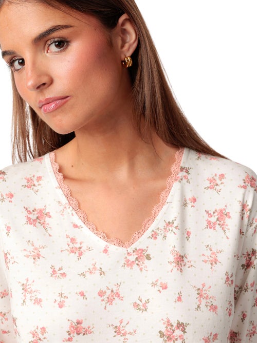 ADMAS CLASSIC Camisola Manga Larga Dots & Flowers para Mujer - Kiabi