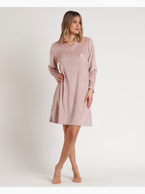 ADMAS CLASSIC Camisola Manga Larga Velvet Pico Dots Lace para Mujer - Kiabi ADMAS CLASSIC Camisola Manga Larga Velvet Pico Dots Lace para Mujer - Kiabi