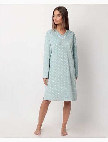 ADMAS CLASSIC Camisola Manga Larga Velvet Pico Dots Lace para Mujer