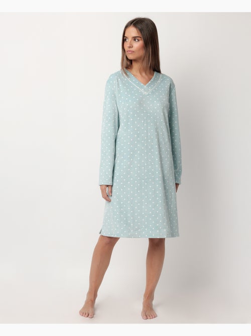 ADMAS CLASSIC Camisola Manga Larga Velvet Pico Dots Lace para Mujer - Kiabi ADMAS CLASSIC Camisola Manga Larga Velvet Pico Dots Lace para Mujer - Kiabi