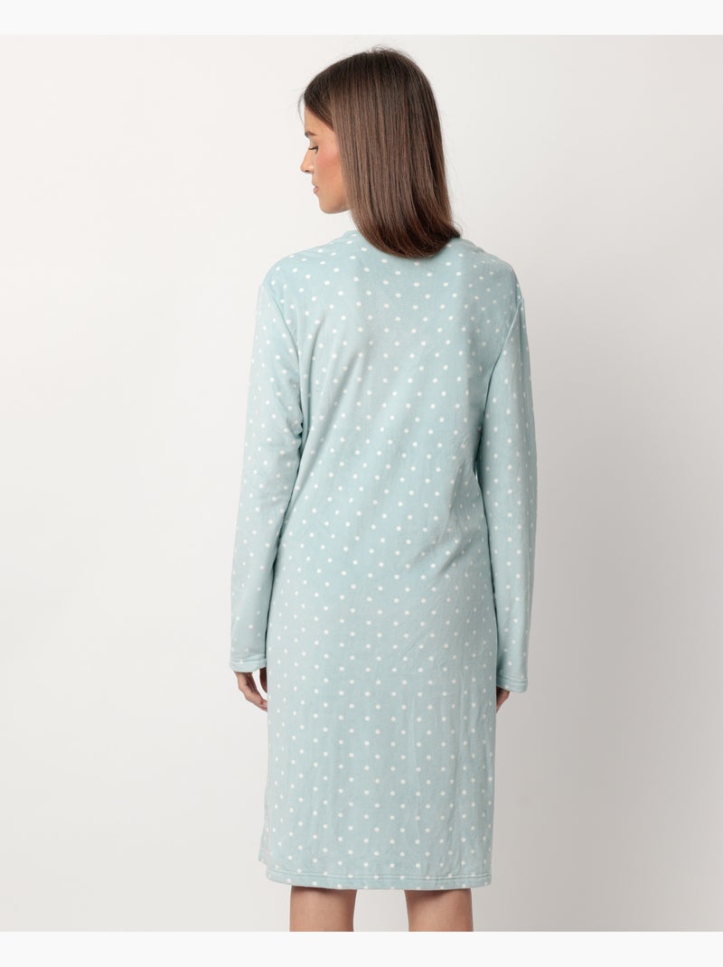 ADMAS CLASSIC Camisola Manga Larga Velvet Pico Dots Lace para Mujer Verde agua - Kiabi