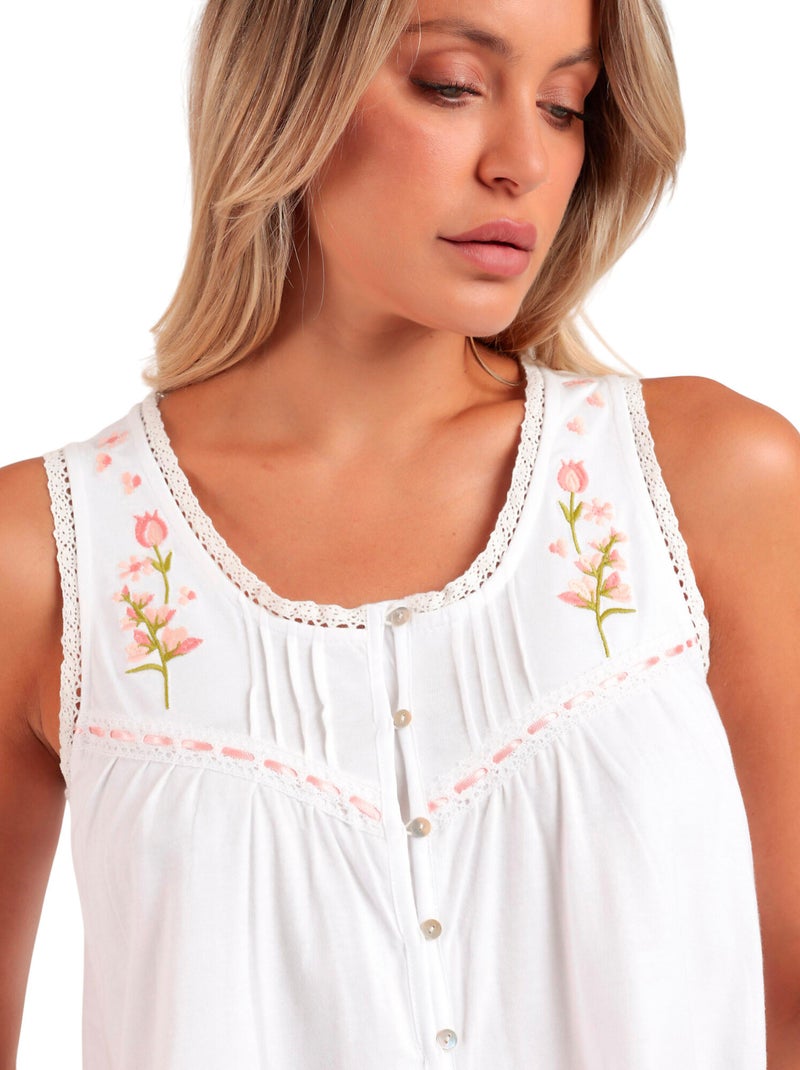 ADMAS CLASSIC Camisola Sin Mangas Embroidery Colors para Mujer Blanco - Kiabi