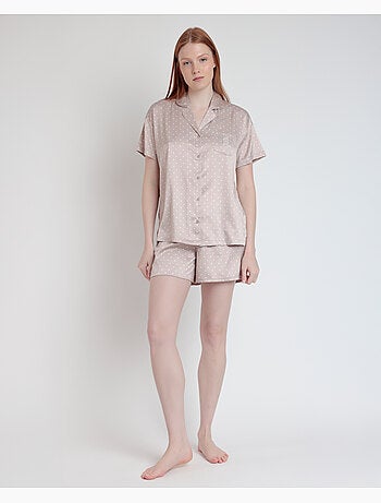 ADMAS CLASSIC Pijama Abierto Manga Corta Dots Lace para Mujer