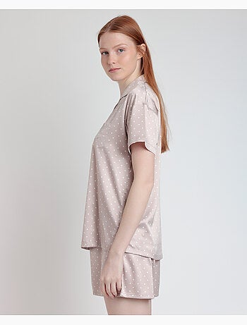 ADMAS CLASSIC Pijama Abierto Manga Corta Dots Lace para Mujer