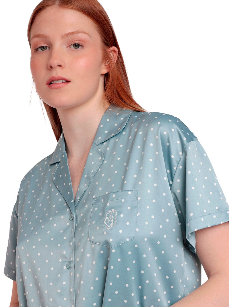 ADMAS CLASSIC Pijama Abierto Manga Corta Dots Lace para Mujer Verde - Kiabi