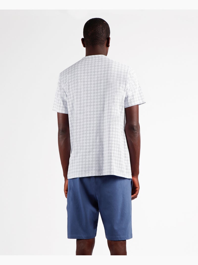 ADMAS CLASSIC Pijama Abierto Manga Corta Dots Rombos para Hombre Azul - Kiabi