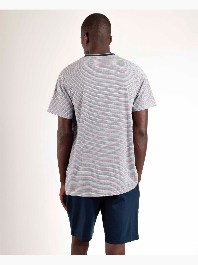 ADMAS CLASSIC Pijama Abierto Manga Corta Espiga para Hombre Azul - Kiabi