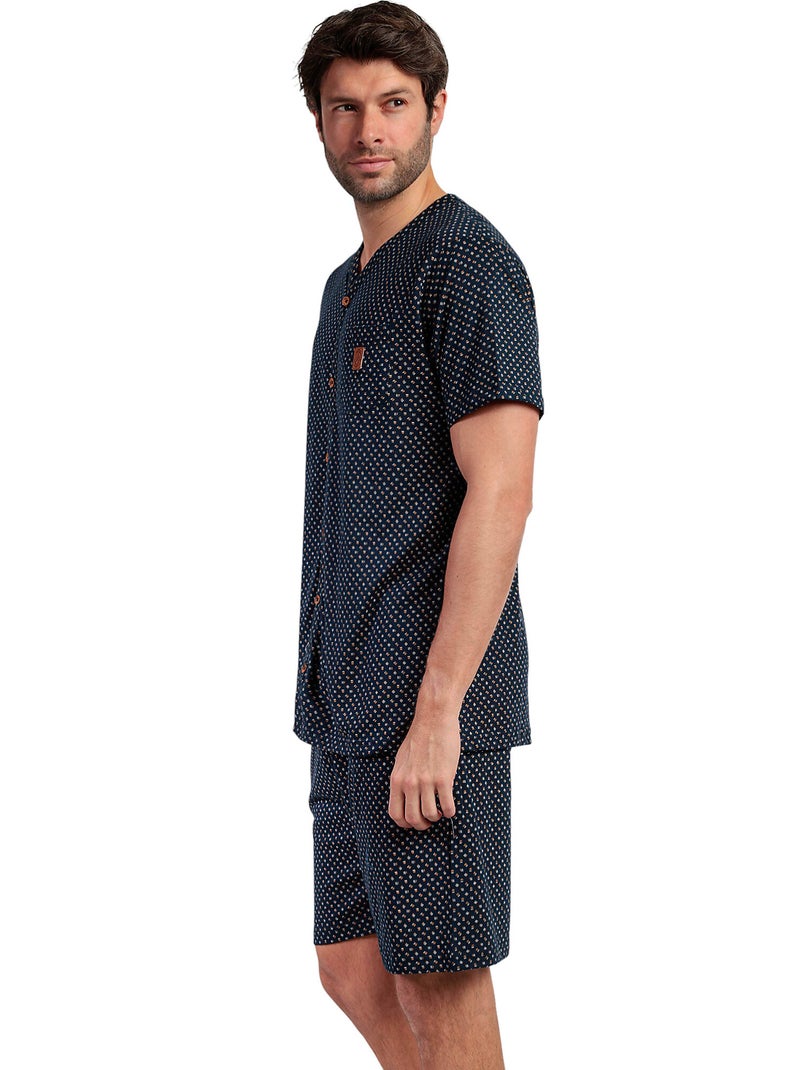 ADMAS CLASSIC Pijama Abierto Manga Corta Leather para Hombre Azul marino - Kiabi