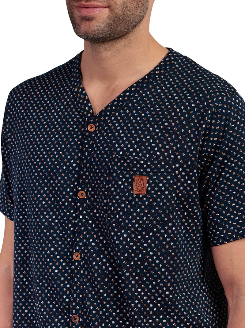 ADMAS CLASSIC Pijama Abierto Manga Corta Leather para Hombre Azul marino - Kiabi