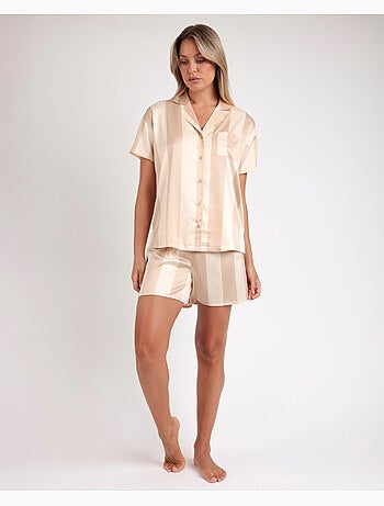 ADMAS CLASSIC Pijama Abierto Manga Corta Luxe Stripes para Mujer