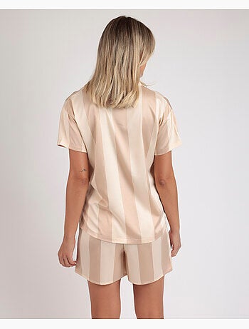 ADMAS CLASSIC Pijama Abierto Manga Corta Luxe Stripes para Mujer