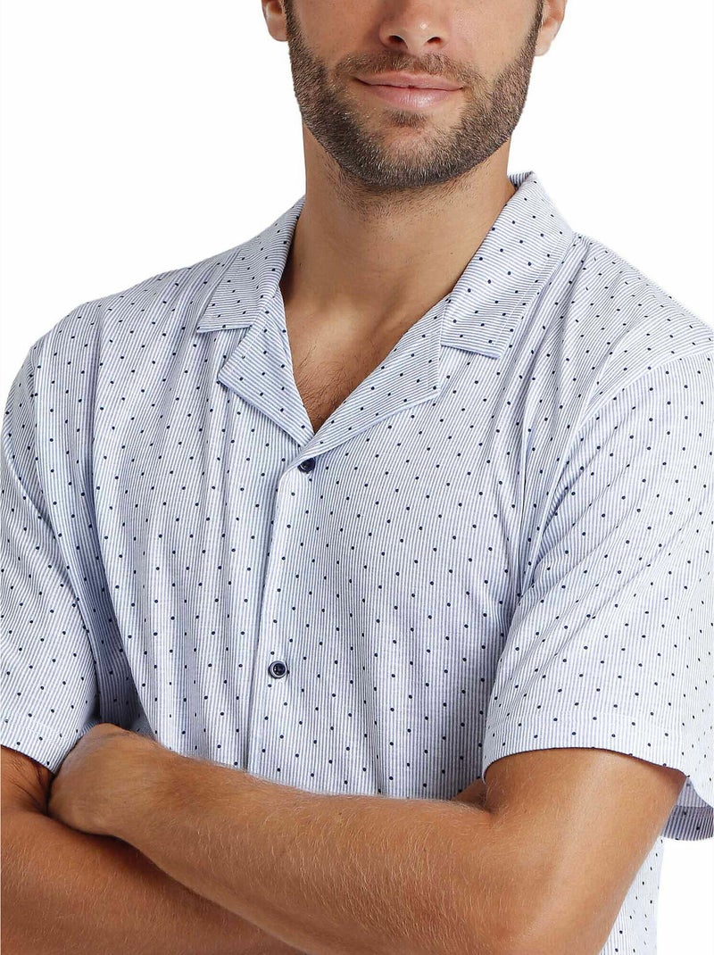 ADMAS CLASSIC Pijama Abierto Manga Corta Stripes & Dots para Hombre Azul - Kiabi