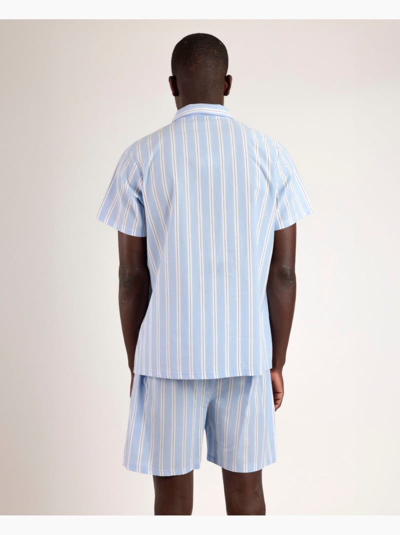 ADMAS CLASSIC Pijama Abierto Manga Corta Stripest para Hombre Azul marino - Kiabi