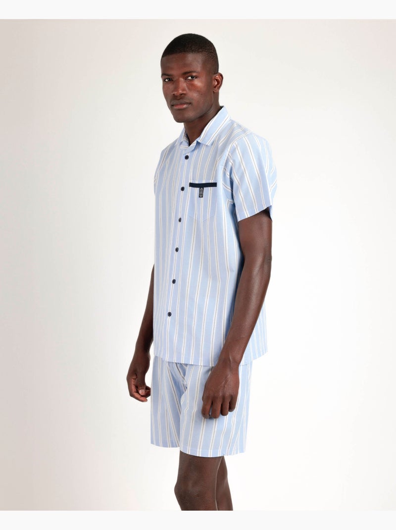 ADMAS CLASSIC Pijama Abierto Manga Corta Stripest para Hombre Azul marino - Kiabi