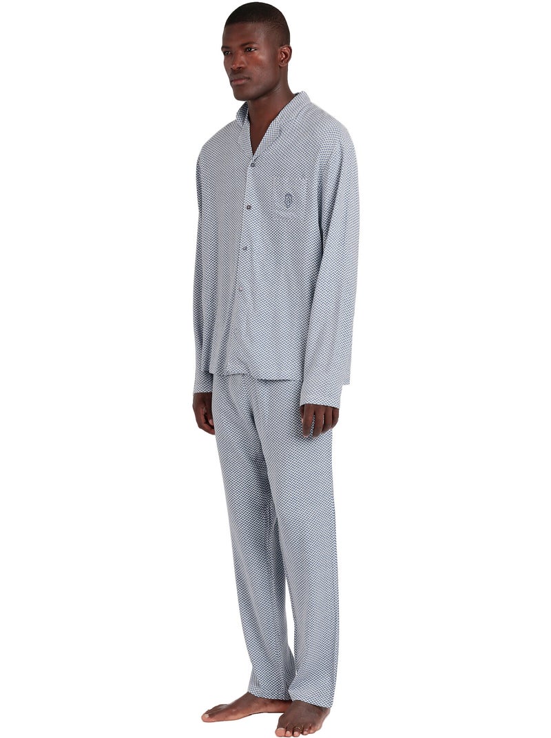 ADMAS CLASSIC Pijama Abierto Manga Larga Classic Spiga para Hombre Azul - Kiabi