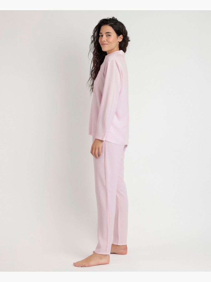 ADMAS CLASSIC Pijama Abierto Manga Larga Classic Spiga para Mujer Rosa - Kiabi