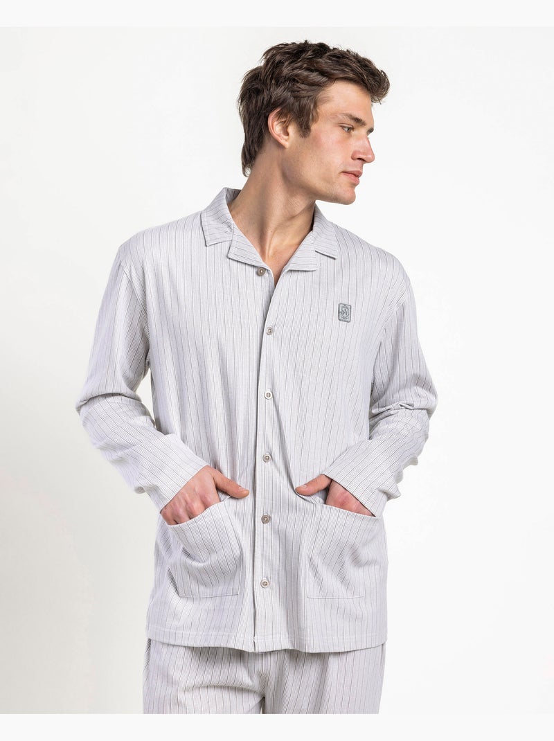 ADMAS CLASSIC Pijama Abierto Manga Larga Heritage para Hombre Gris - Kiabi