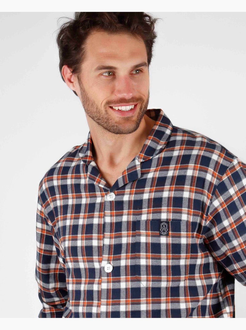 ADMAS CLASSIC Pijama Abierto Manga Larga Mountain Check para Hombre Gris oscuro - Kiabi