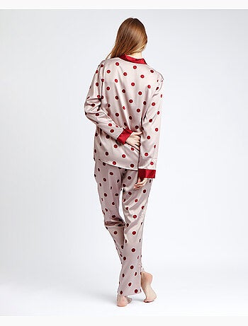 ADMAS CLASSIC Pijama Abierto Manga Larga Satin Elegant Dots para Mujer