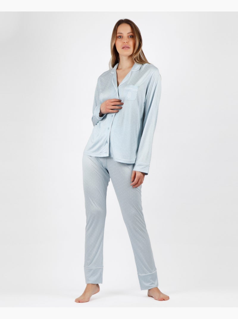 ADMAS CLASSIC Pijama Abierto Manga Larga Soft Secret para Mujer Azul - Kiabi