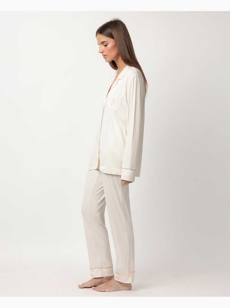 ADMAS CLASSIC Pijama Abierto Manga Larga Soft Sleep para Mujer Champán - Kiabi