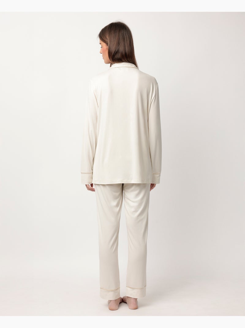 ADMAS CLASSIC Pijama Abierto Manga Larga Soft Sleep para Mujer Champán - Kiabi