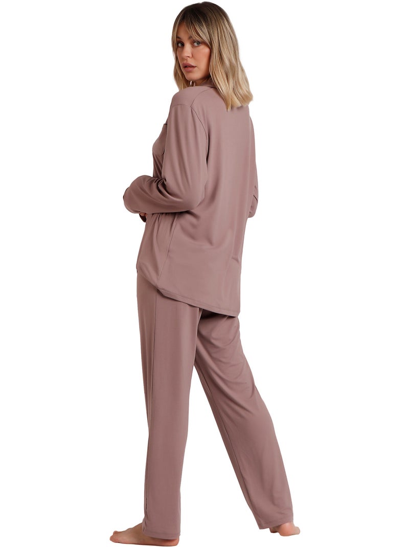ADMAS CLASSIC Pijama Abierto Manga Larga Soft Sleep para Mujer Marrón - Kiabi