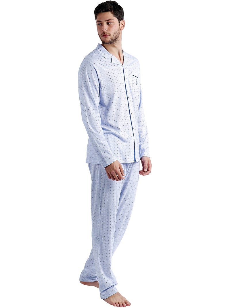 ADMAS CLASSIC Pijama Abierto Manga Larga Stripes - Dots para Hombre Azul - Kiabi