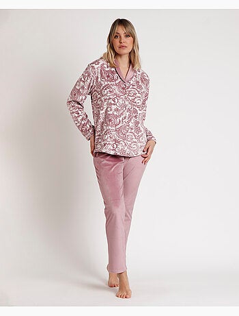 ADMAS CLASSIC Pijama Abierto Manga Larga Velvet Cachemire para Mujer