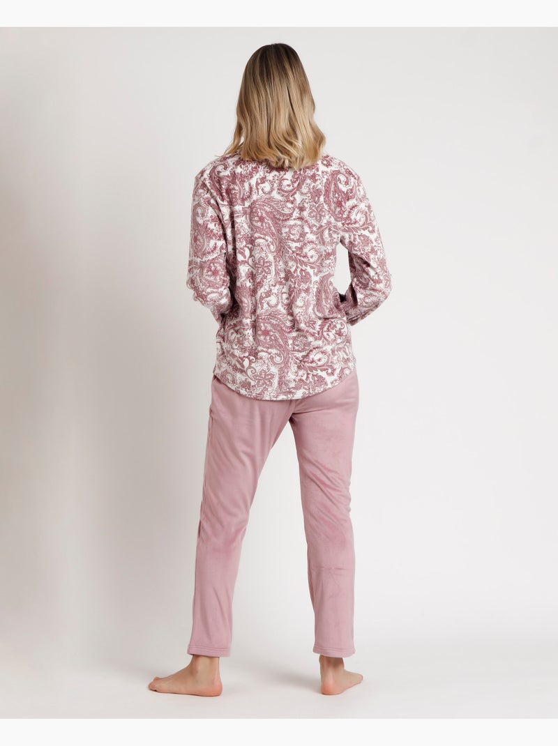 ADMAS CLASSIC Pijama Abierto Manga Larga Velvet Cachemire para Mujer Rosa claro - Kiabi
