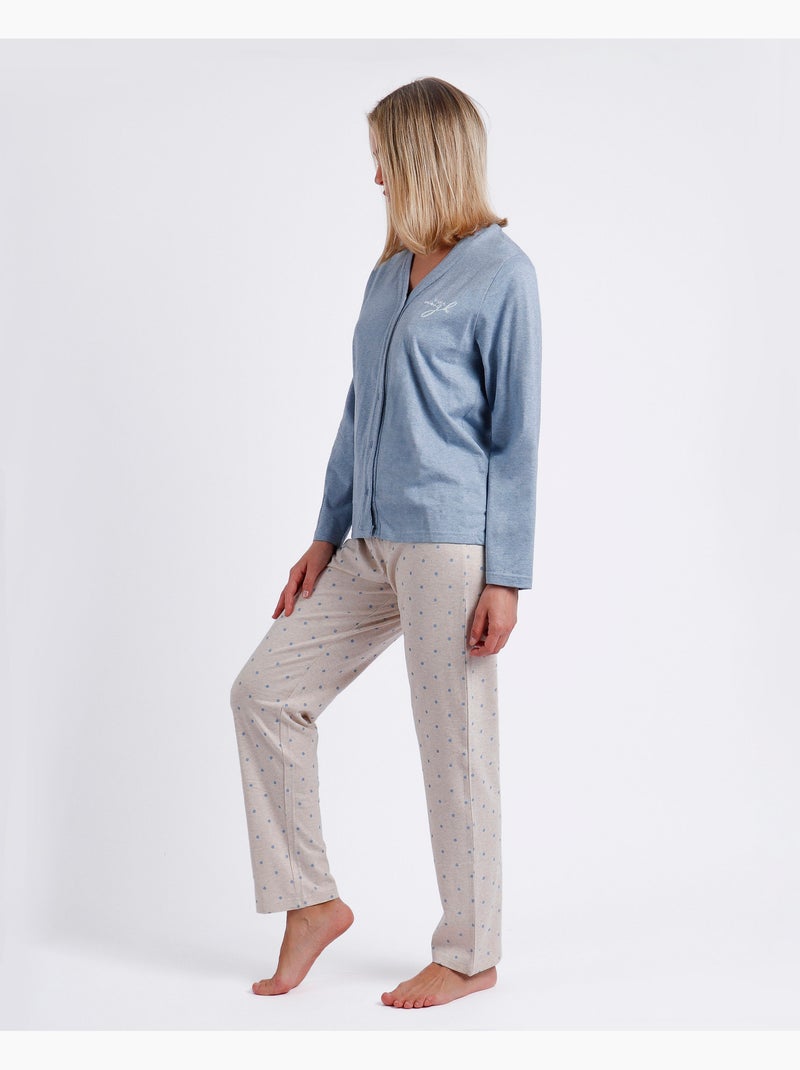 ADMAS CLASSIC Pijama Abierto Manga Larga You Are Enough para Mujer Azul - Kiabi