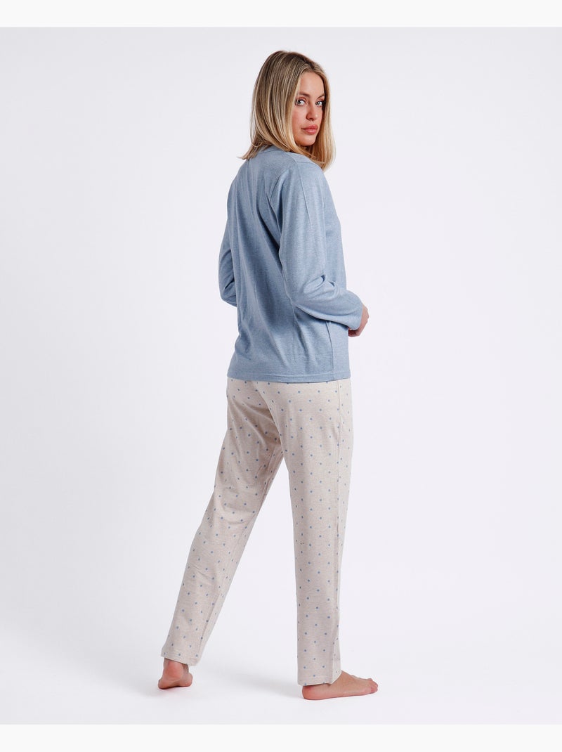 ADMAS CLASSIC Pijama Abierto Manga Larga You Are Enough para Mujer Azul - Kiabi