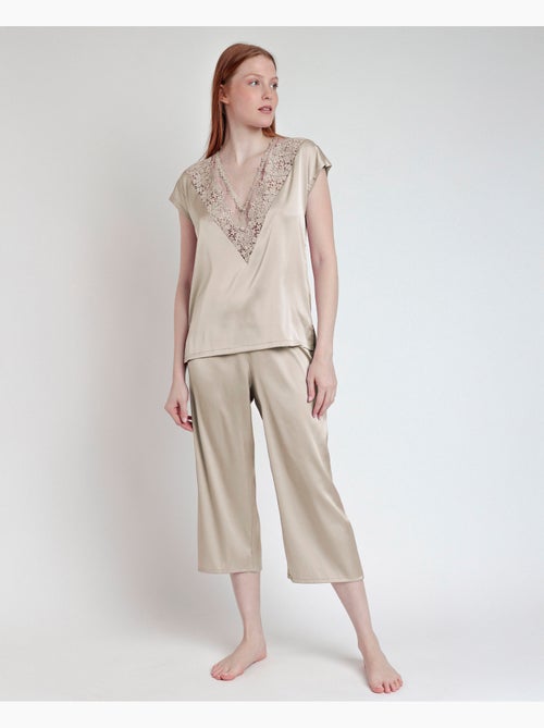 ADMAS CLASSIC Pijama Manga Caída Satin And Guipur para Mujer - Kiabi ADMAS CLASSIC Pijama Manga Caída Satin And Guipur para Mujer - Kiabi