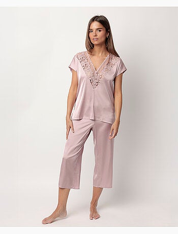 ADMAS CLASSIC Pijama Manga Caída Satin And Guipur para Mujer