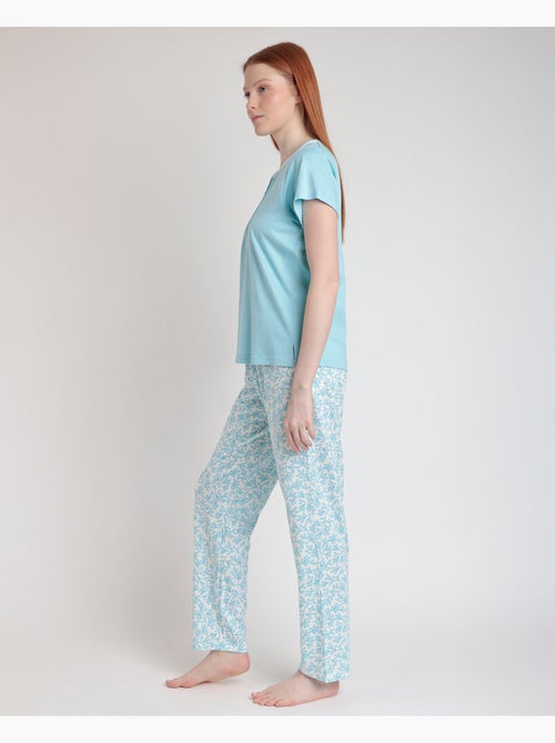 ADMAS CLASSIC Pijama Manga Corta Blue Spring Leaves para Mujer - Kiabi