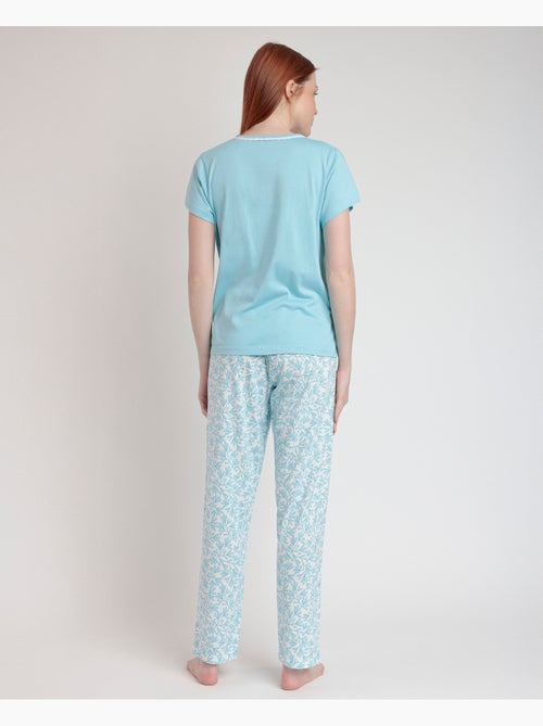 ADMAS CLASSIC Pijama Manga Corta Blue Spring Leaves para Mujer - Kiabi