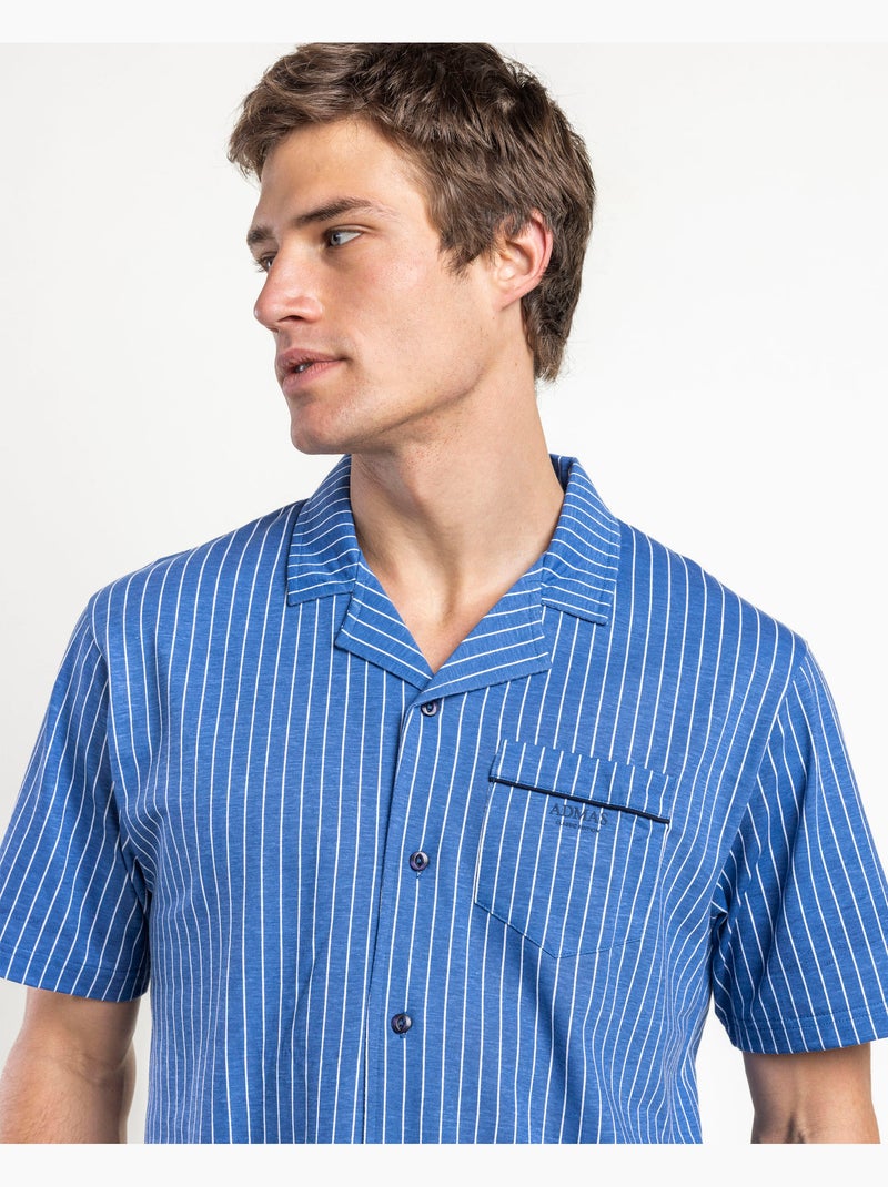 ADMAS CLASSIC Pijama Manga Corta Classic Stripe para Hombre Azul - Kiabi