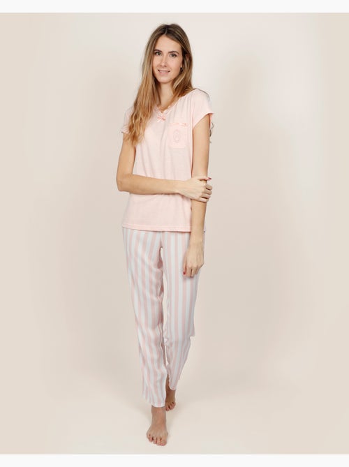 ADMAS CLASSIC Pijama Manga Corta Classic Stripes para Mujer - Kiabi