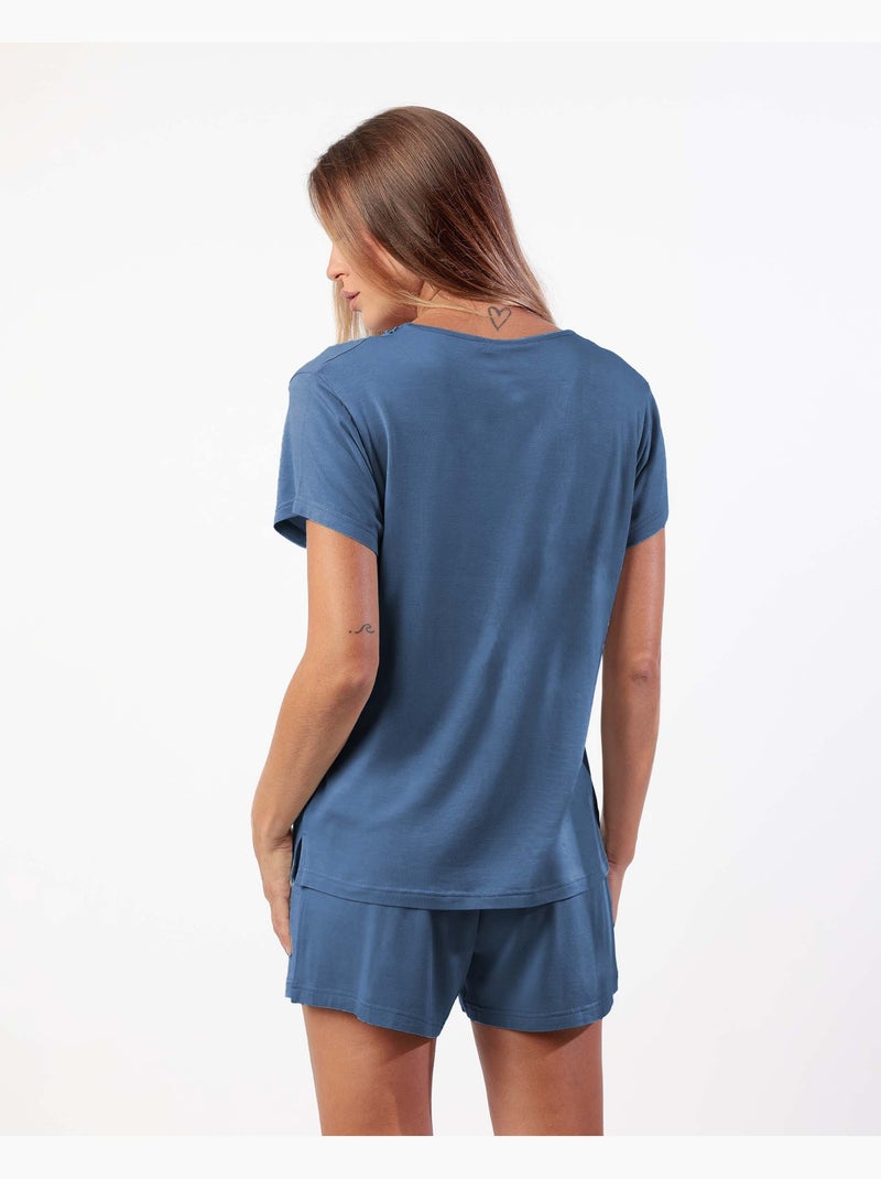 ADMAS CLASSIC Pijama Manga Corta Fresh Air para Mujer Azul - Kiabi