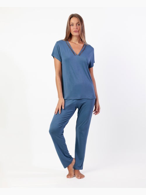 ADMAS CLASSIC Pijama Manga Corta Guipur Fresh Air para Mujer - Kiabi ADMAS CLASSIC Pijama Manga Corta Guipur Fresh Air para Mujer - Kiabi