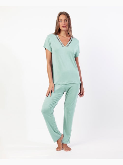 ADMAS CLASSIC Pijama Manga Corta Guipur Fresh Air para Mujer - Kiabi ADMAS CLASSIC Pijama Manga Corta Guipur Fresh Air para Mujer - Kiabi