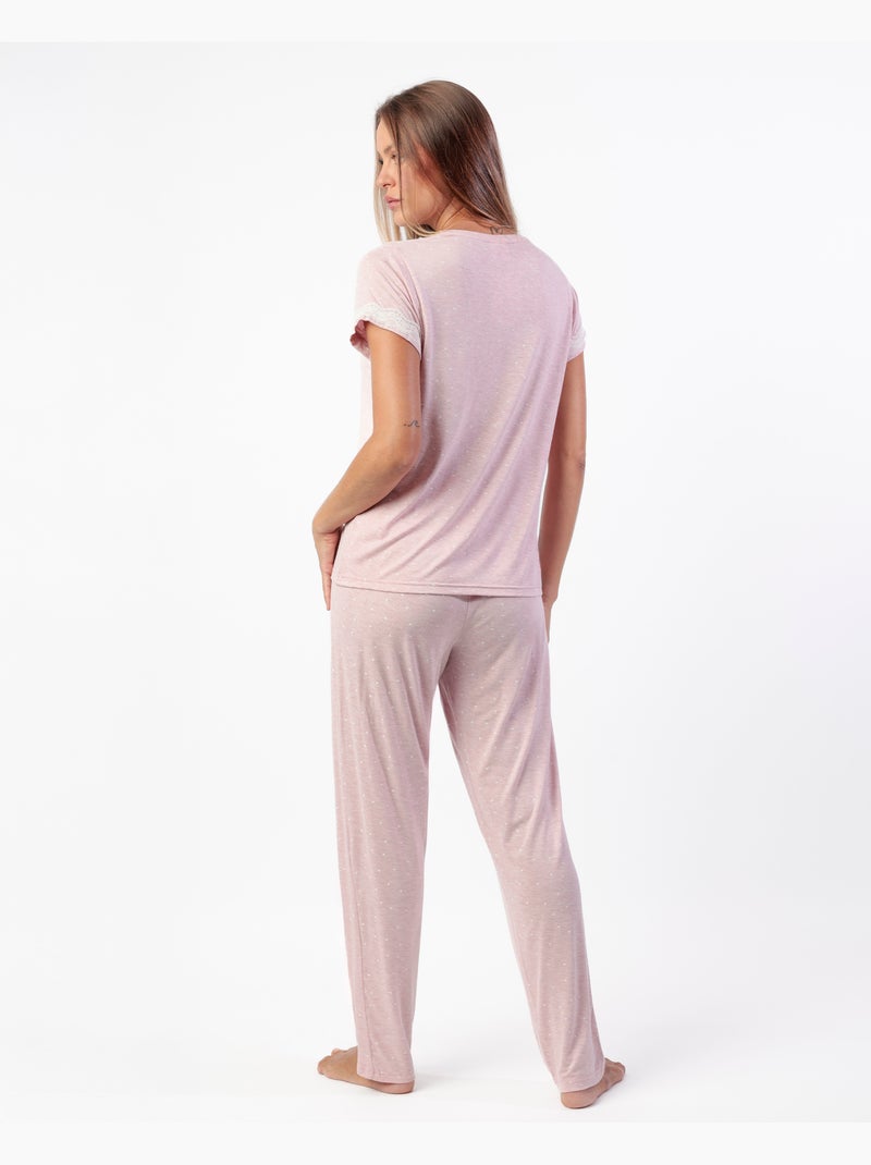 ADMAS CLASSIC Pijama Manga Corta Hearts para Mujer Rosa claro - Kiabi