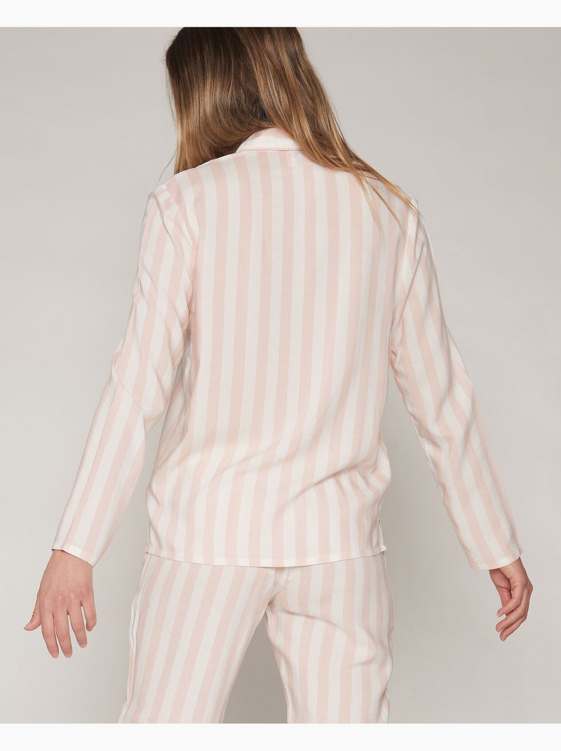ADMAS CLASSIC Pijama Manga Larga Abierto Classic Stripes para Mujer Rosa - Kiabi