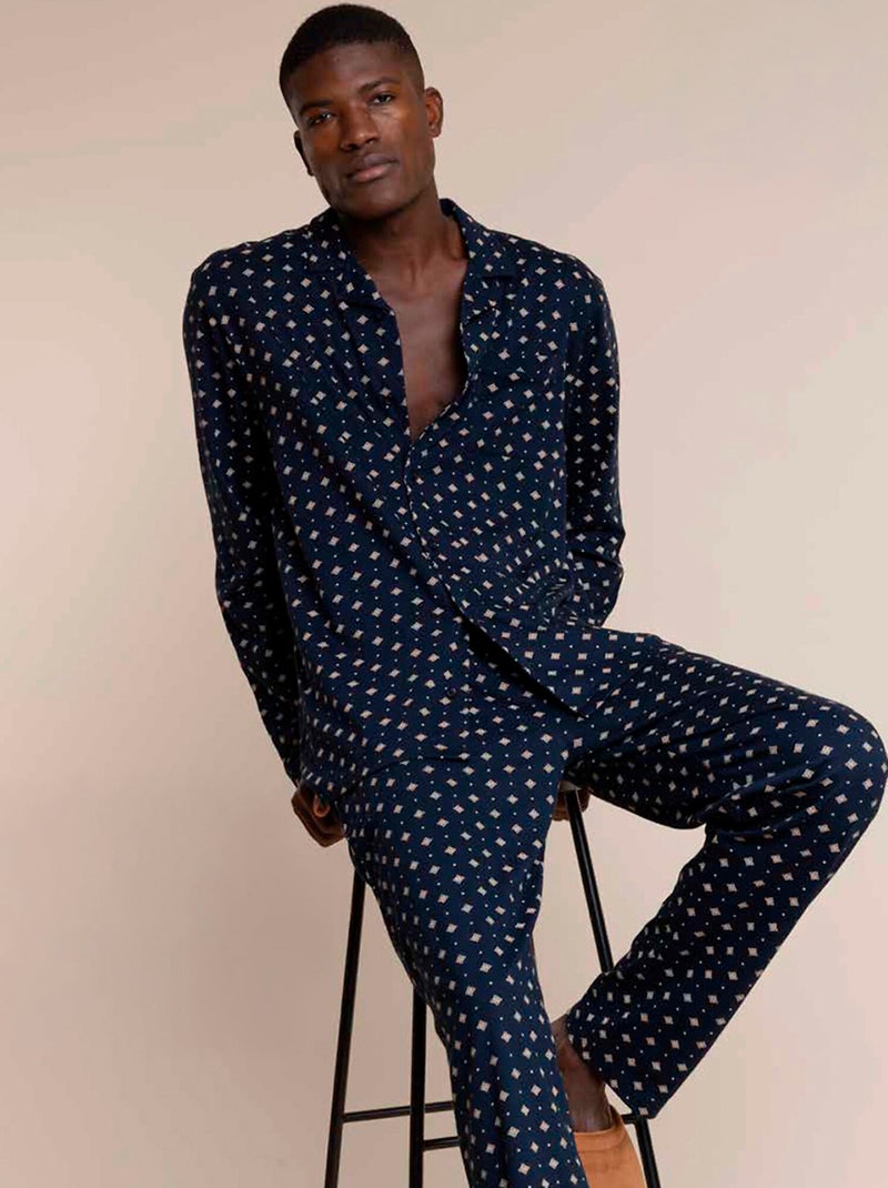 ADMAS CLASSIC Pijama Manga Larga Abierto Classic Tie para Hombre Azul marino - Kiabi