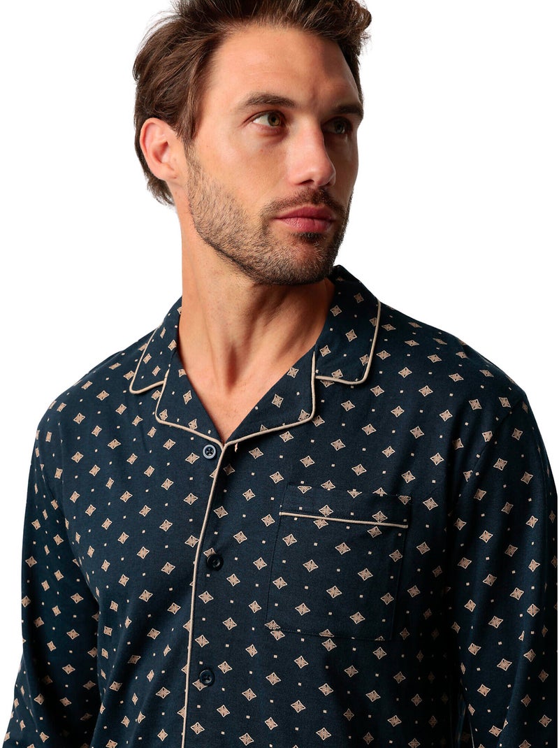 ADMAS CLASSIC Pijama Manga Larga Abierto Classic Tie para Hombre Azul marino - Kiabi