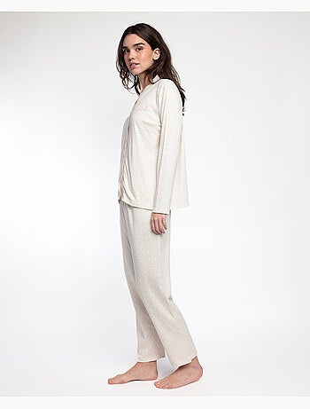 ADMAS CLASSIC Pijama Manga Larga Abierto Dots & Flowers para Mujer