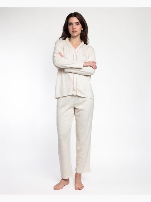 ADMAS CLASSIC Pijama Manga Larga Abierto Dots & Flowers para Mujer - Kiabi ADMAS CLASSIC Pijama Manga Larga Abierto Dots & Flowers para Mujer - Kiabi