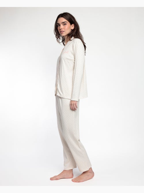 ADMAS CLASSIC Pijama Manga Larga Abierto Dots & Flowers para Mujer - Kiabi ADMAS CLASSIC Pijama Manga Larga Abierto Dots & Flowers para Mujer - Kiabi