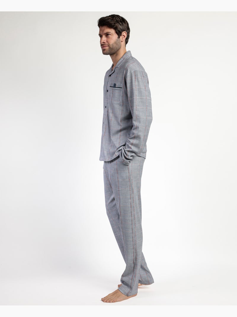 ADMAS CLASSIC Pijama Manga Larga Abierto Harris para Hombre Gris - Kiabi